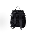 PRADA Enamel metal triangular logo drawstring flip-top backpack for men, black